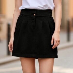 Free People Black Linen Mini Skirt